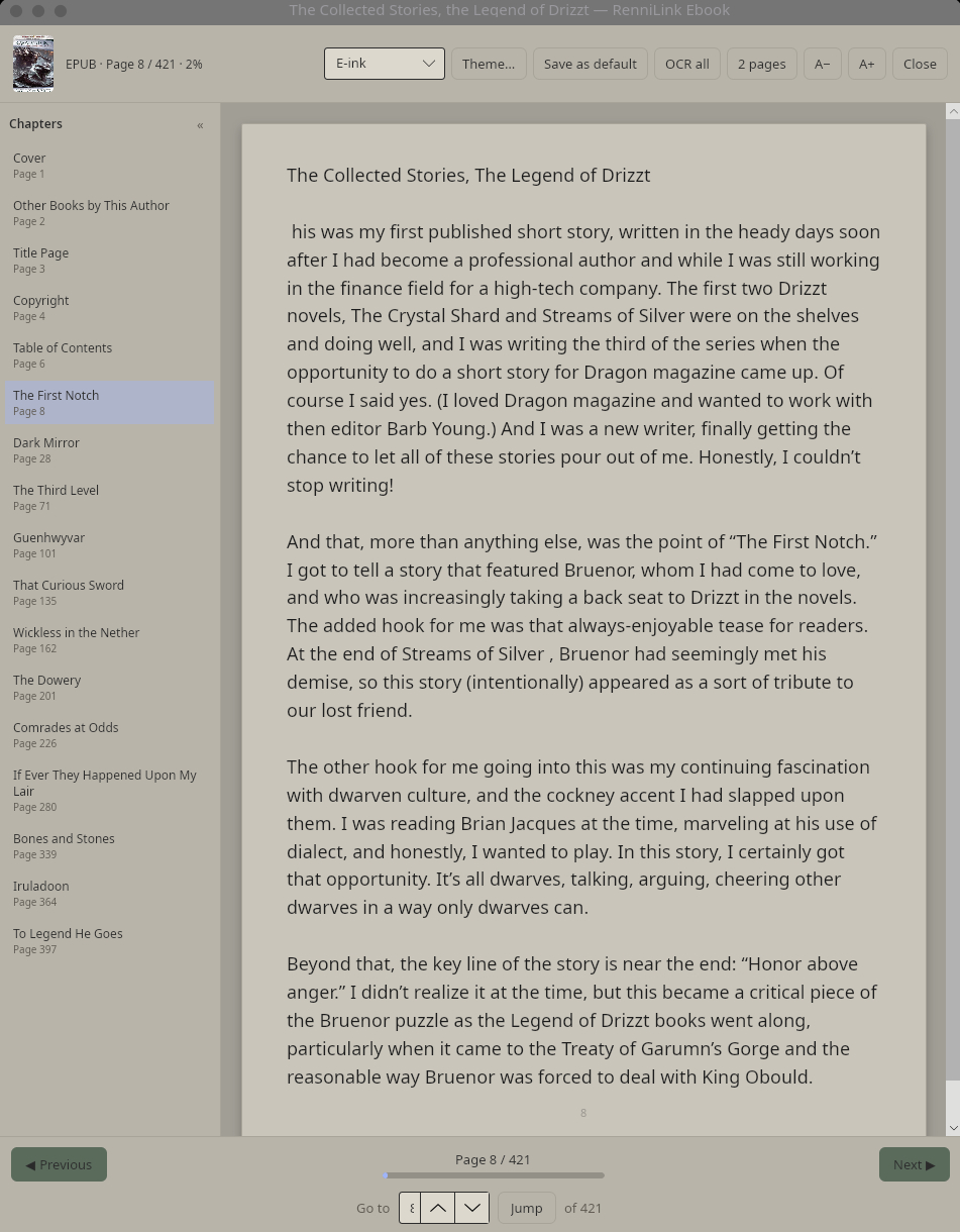 One-page continuous scroll reader